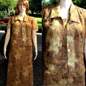 Tan Dress & Over Blouse Set